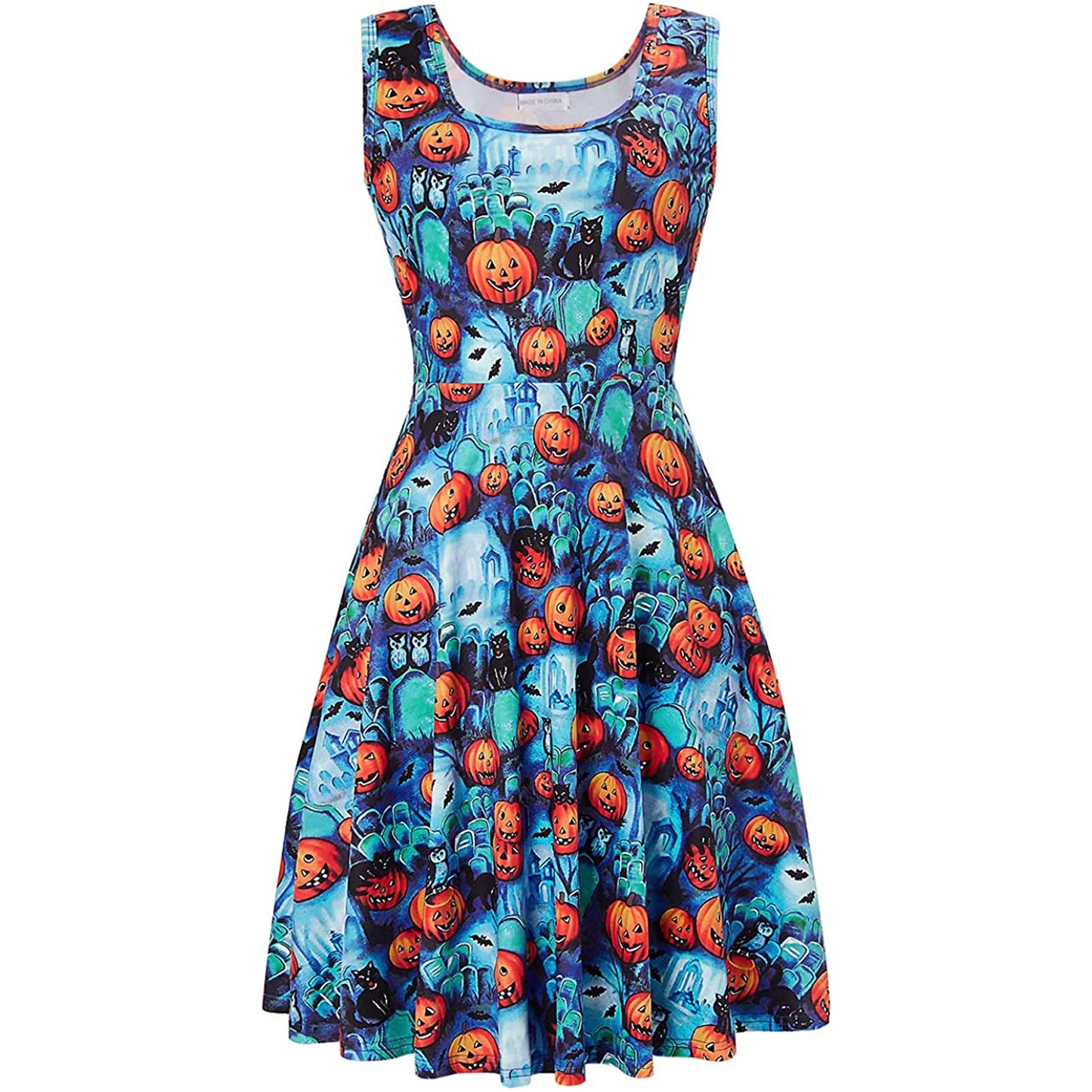 Halloween Pumpkin Funny Dress for Women XL / Blue Halloween Pumpkin Funny Dress for Women XL / Blue