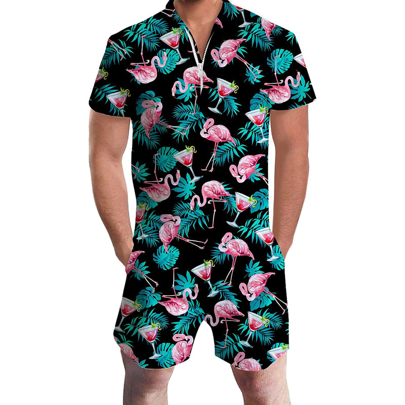 Wine Flamingo Male Romper