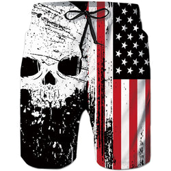 Skull American Flag Funny Swim Trunks