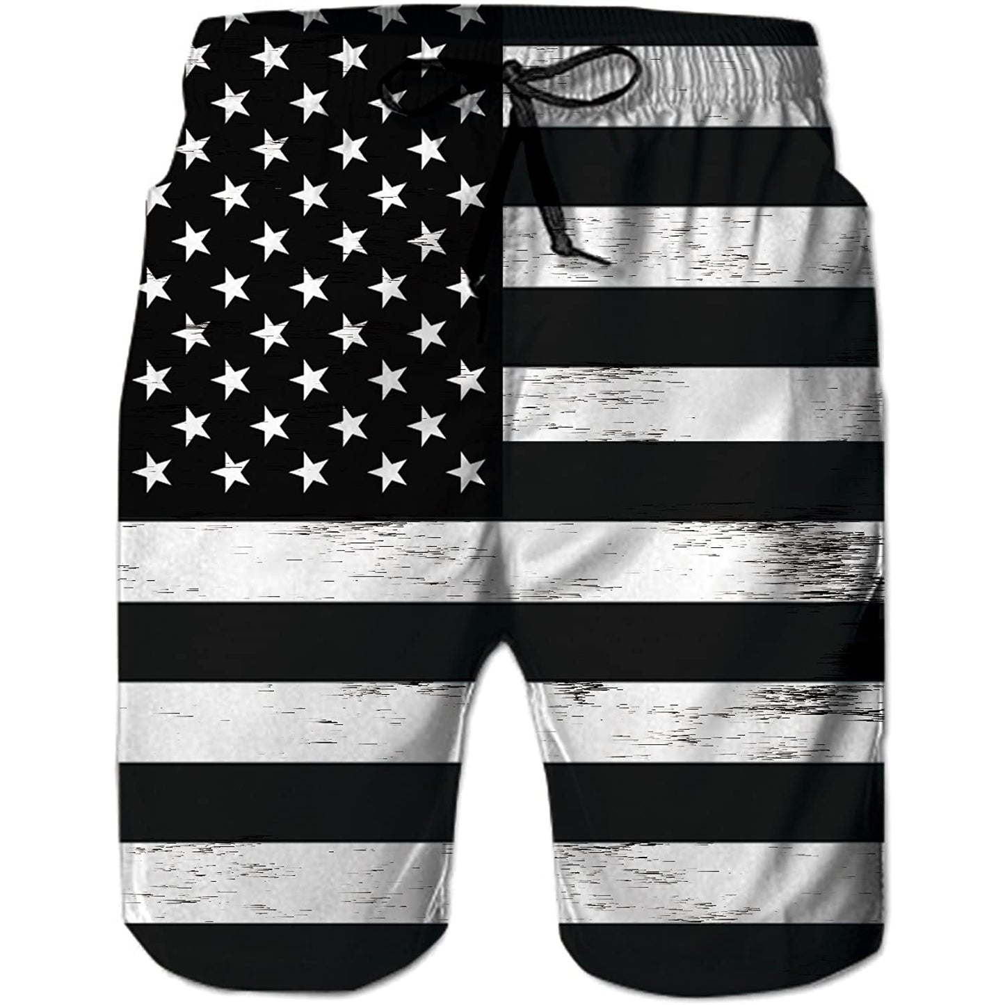 Schwarze lustige Badehose mit amerikanischer Flagge