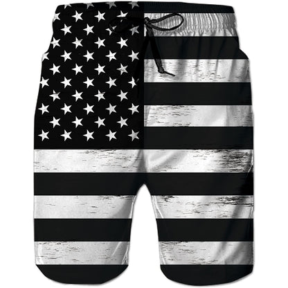 Schwarze lustige Badehose mit amerikanischer Flagge