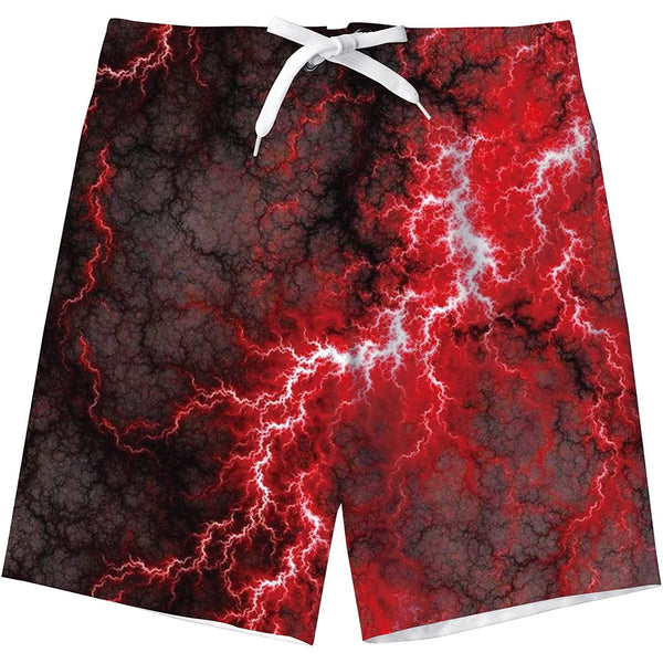 Red Thunder Lightning Funny Boy Swim Trunk