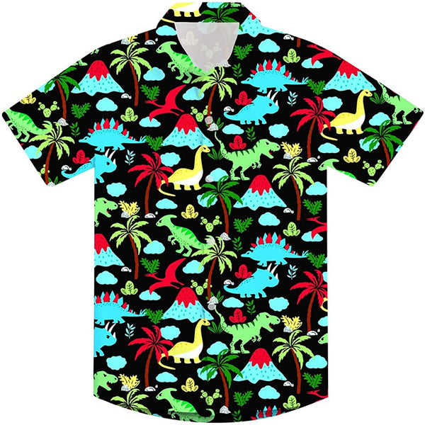 Colorful Dinosaur Island Funny Toddler Hawaiian Shirt