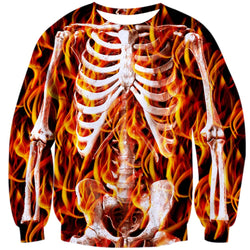 Halloween Fire Skeleton Ugly Christmas Sweater