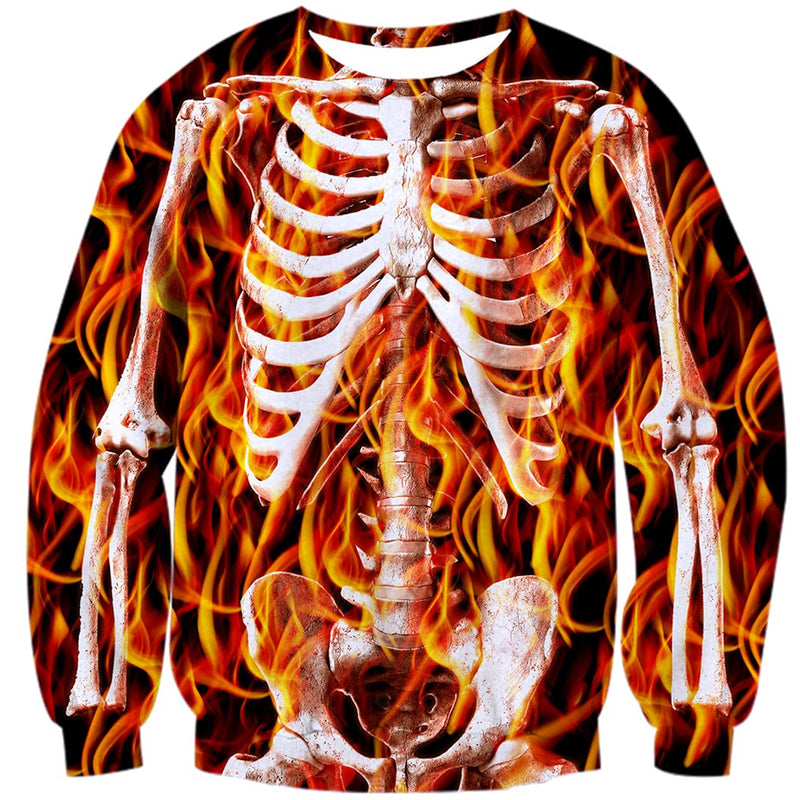 Halloween Fire Skeleton Ugly Christmas Sweater