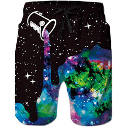 Galaxy Paint Pouring Funny Swim Trunks
