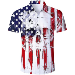 American Flag Skull Funny Hawaiian Shirt