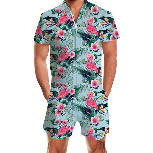 Floral Flamingo Male Romper