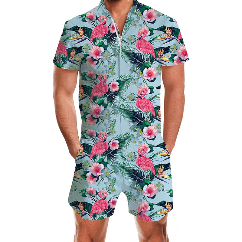 Floral Flamingo Male Romper