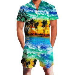 Palm Tree Sunset Hawaiian Male Romper