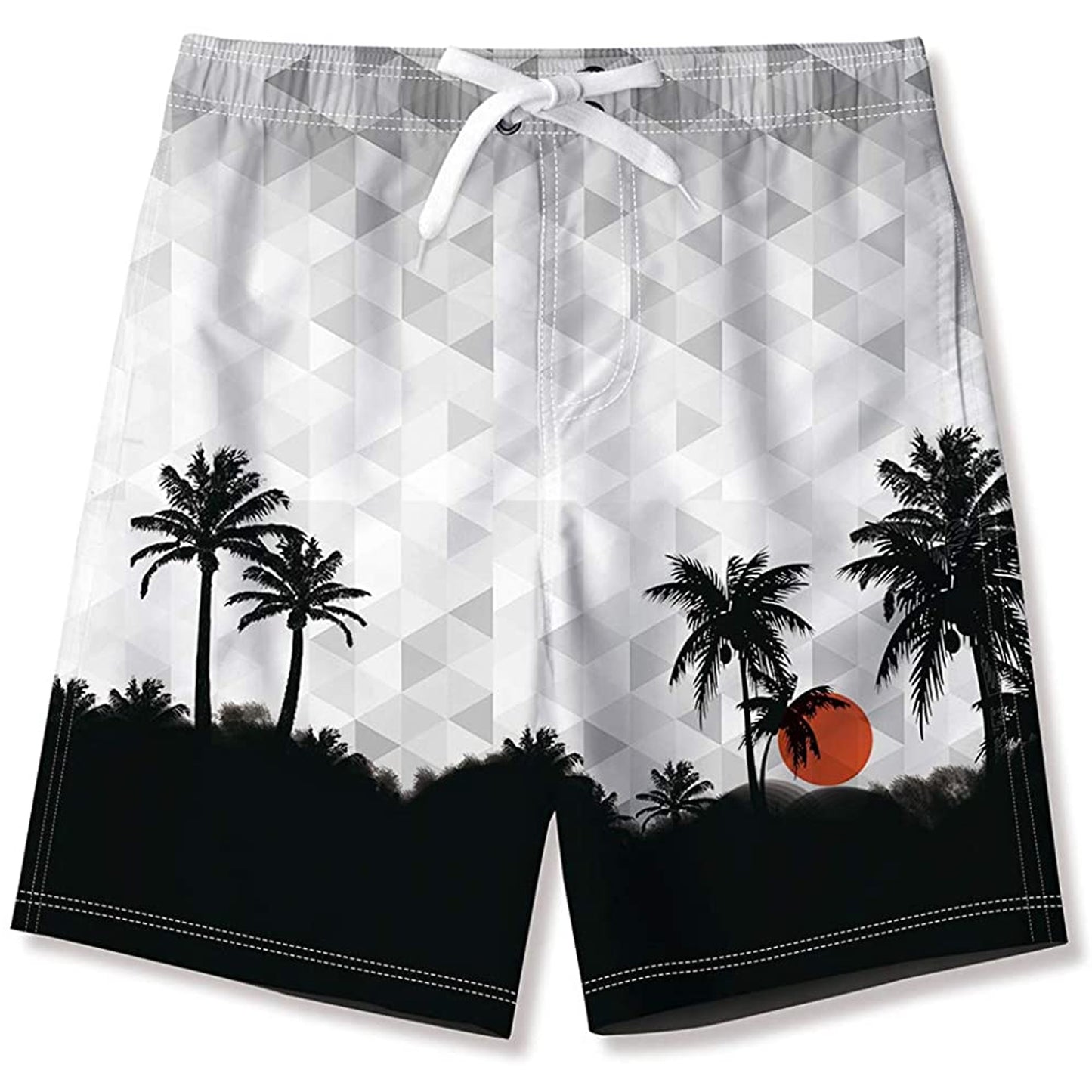 Lustige Badehose für Jungen mit Palmen-Sonnenuntergang