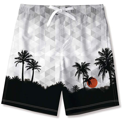 Lustige Badehose für Jungen mit Palmen-Sonnenuntergang