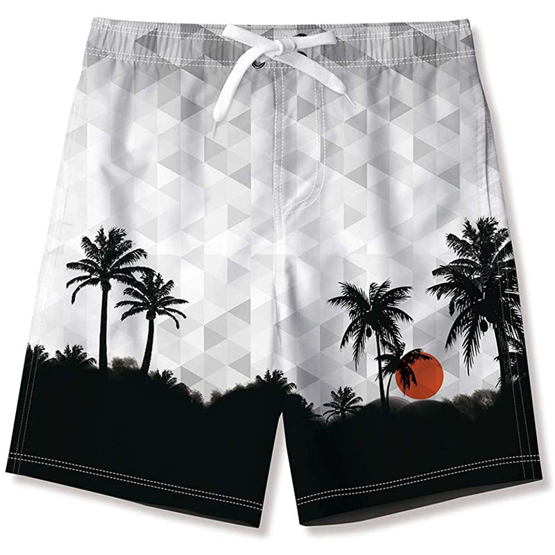 Palm Tree Sunset Funny Boy Swim Trunk