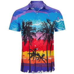 Colorful Palm Tree Funny Button Up Shirt