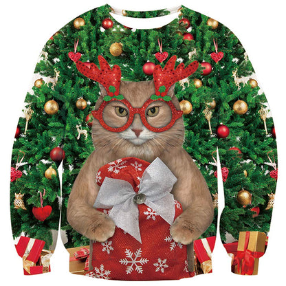 Rentier Brille Katze Hässlicher Weihnachtspullover