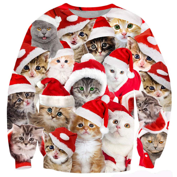 Cute Hat Cats Ugly Christmas Sweater