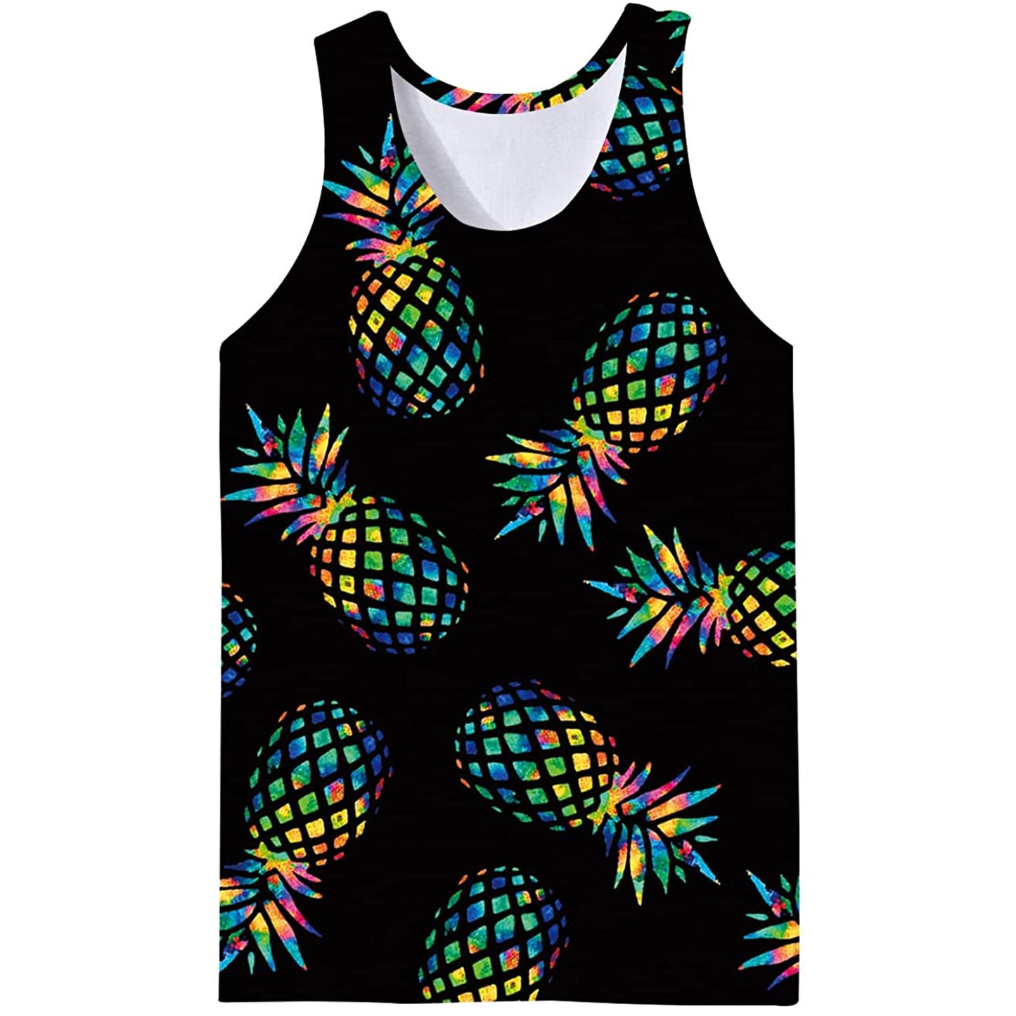 Lustiges Tank Top mit Ananas-Print, Schwarz