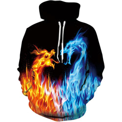 Fire & Ice Dragon Smoke Funny Hoodie