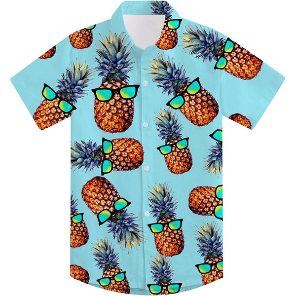 Sunglasses Pineapple Light Blue Funny Toddler Hawaiian Shirt
