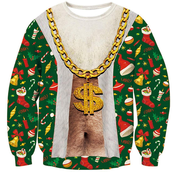 Golden Chain Hairy Ugly Christmas Sweater