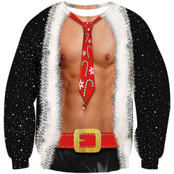 Tie Bare Muscle Black Ugly Christmas Sweater