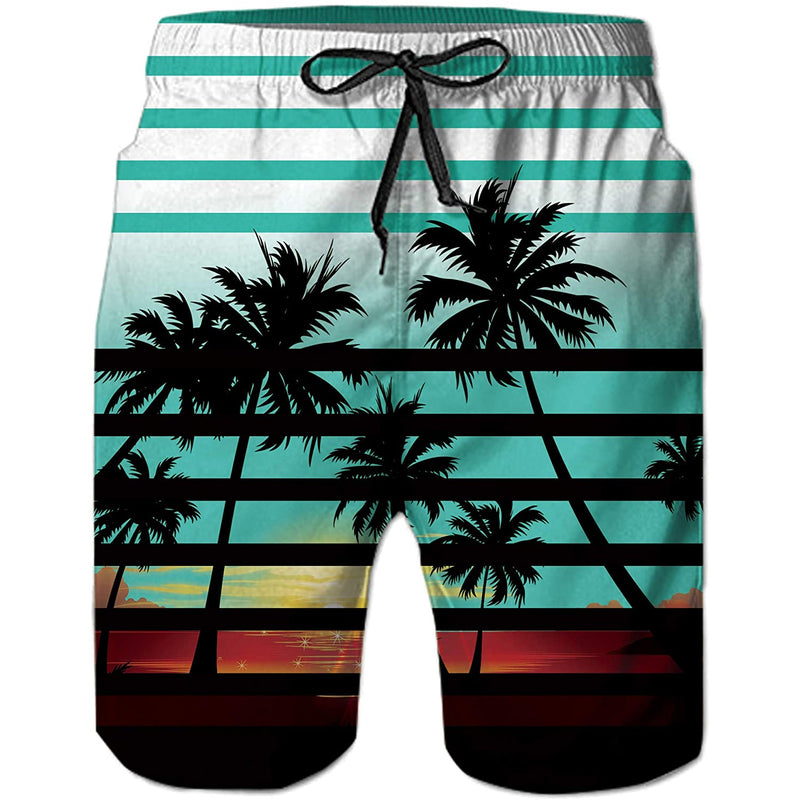 Palm Tree Stripe Funny Swim Trunks
