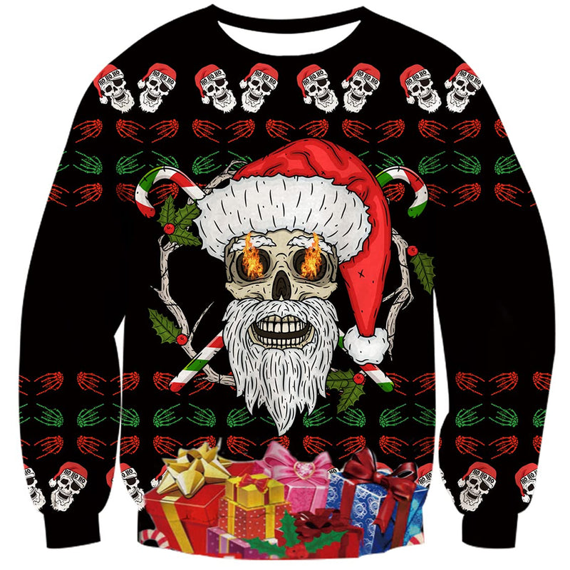 Skeleton Fire Black Ugly Christmas Sweater