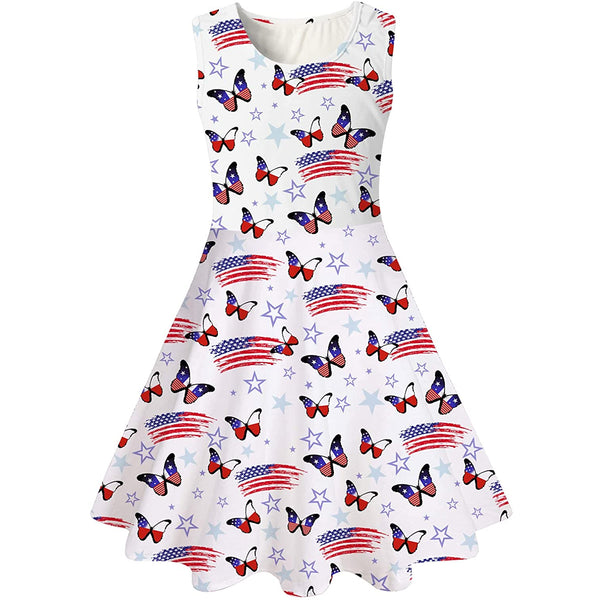 American Flag Butterfly Funny Girl Dress