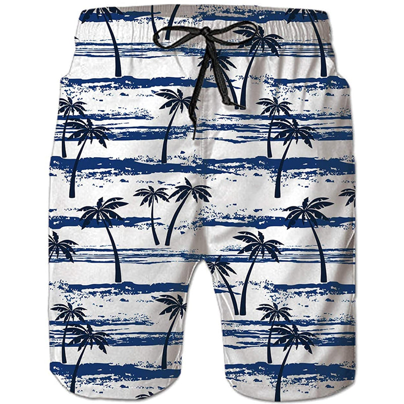 Blue Palm Tree Funny Swim Trunks