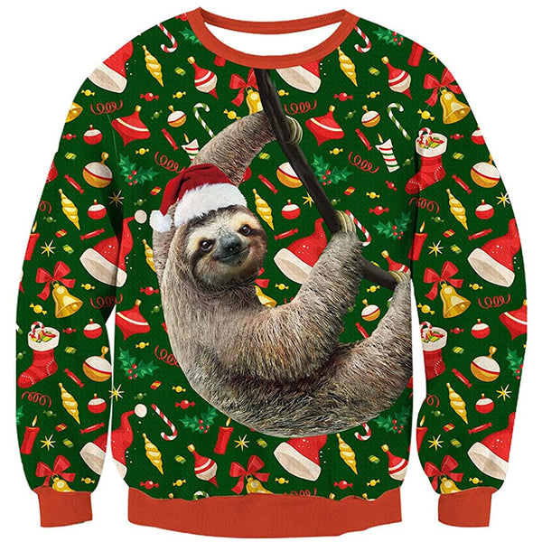 Sloth Climbing Ugly Christmas Sweater