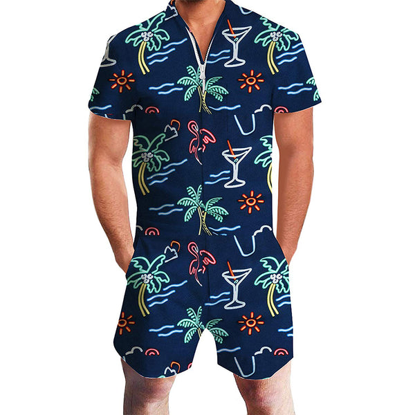 Hawaii Beach Funny Male Romper Navy