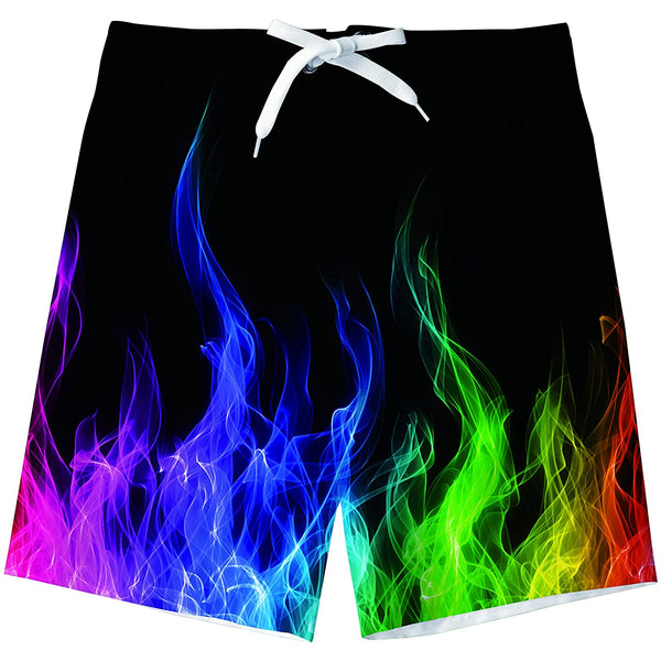 Colorful Flame Funny Boy Swim Trunk