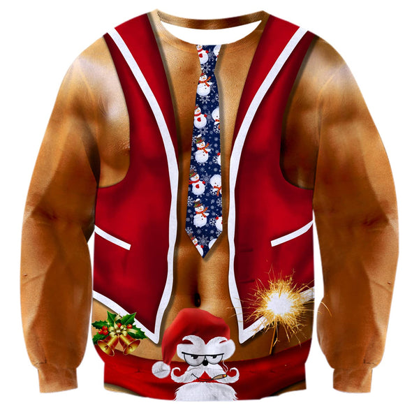 Tie Muscle Man Ugly Christmas Sweater