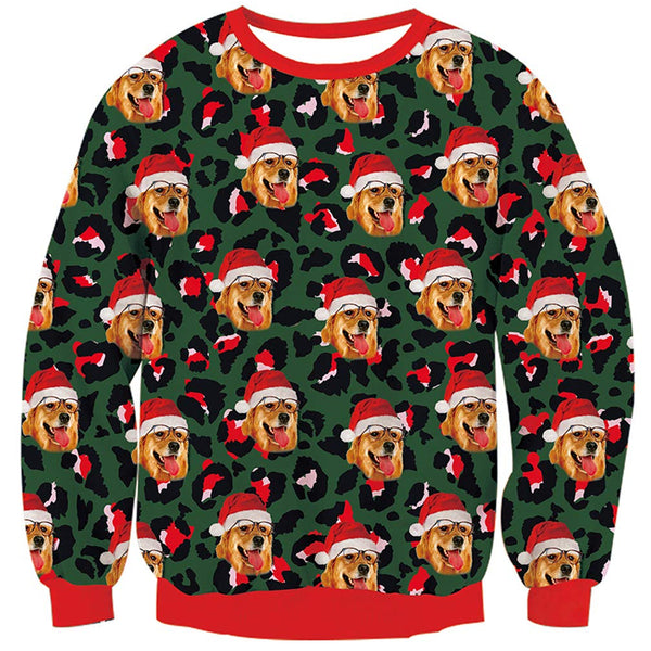 Dog with Glasses Green Ugly Christmas Sweater
