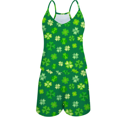 Grüner lustiger Strampler zum St. Patrick's Day für Damen