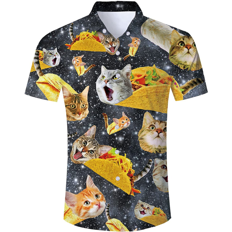 Black Galaxy Taco Cat Funny Hawaiian Shirt