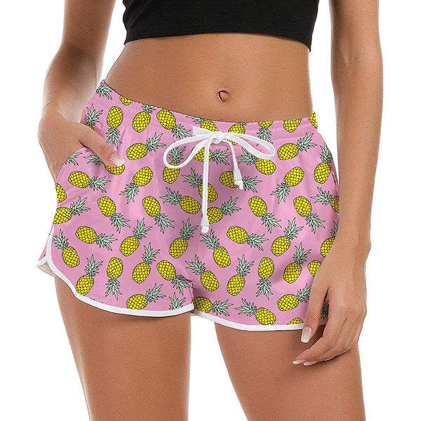 Pineapple Pink Funny Board Shorts for Women