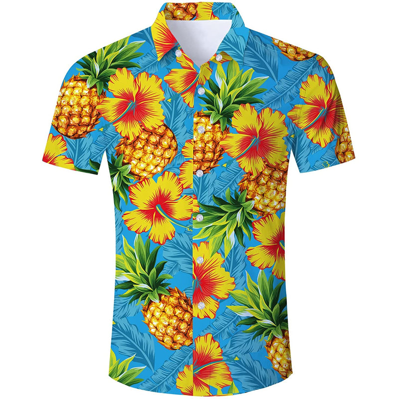 Yellow Flowers Pineapple Funny Button Up Shirt