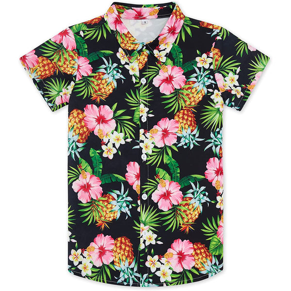 Floral Pineapple Funny Toddler Hawaiian Shirt