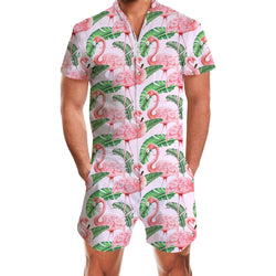 Banana Leaf Flamingos Men Romper