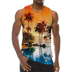 Sunset Palm Tree Funny Tank Top