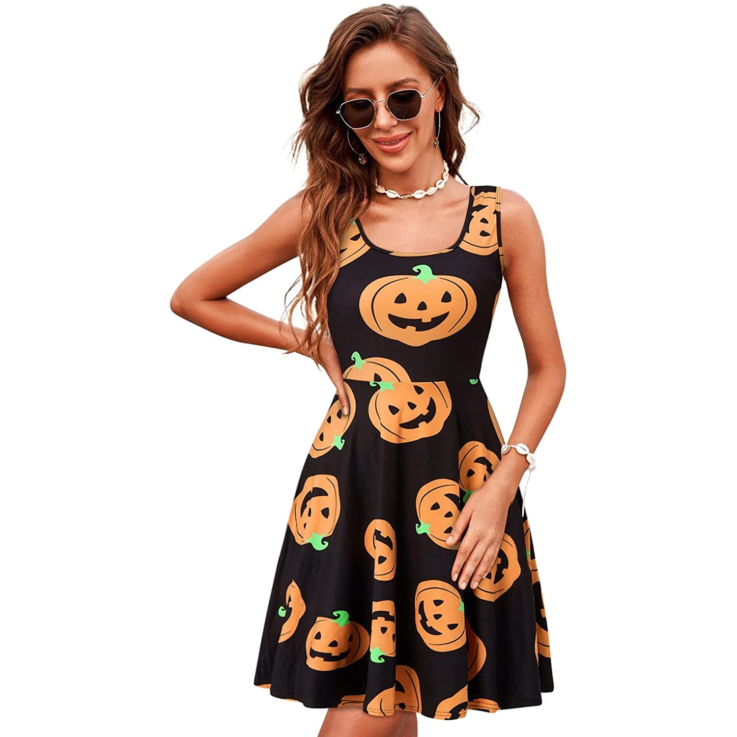 Halloween Pumpkin Funny Dress for Women 2XL