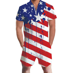 Paint Splatter American Flag Male Romper
