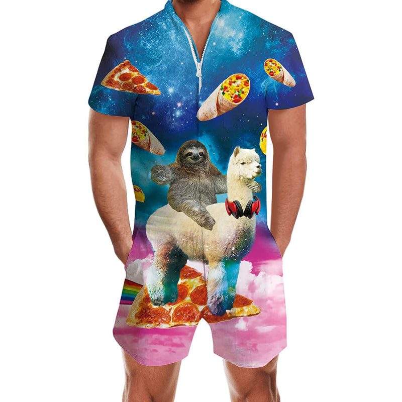 Sloth Riding LLama Men Romper