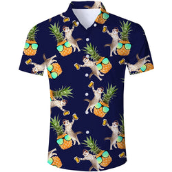 DJ Beer Cat Pineapple Funny Hawaiian Shirt