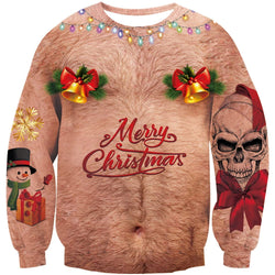 Bell Hairy Chest Ugly Christmas Sweater