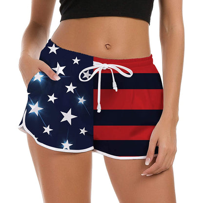 Lustige Boardshorts mit amerikanischer Flagge für Damen