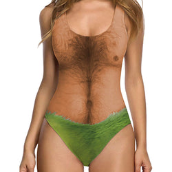 Hairy Chest Green Underwear Funny One Piece Swimsuit