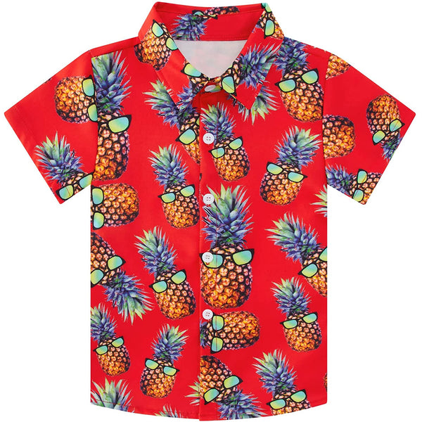Pineapple Red Funny Toddler Hawaiian Shirt
