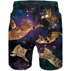 Space Flying Cat Funny Swim Trunks